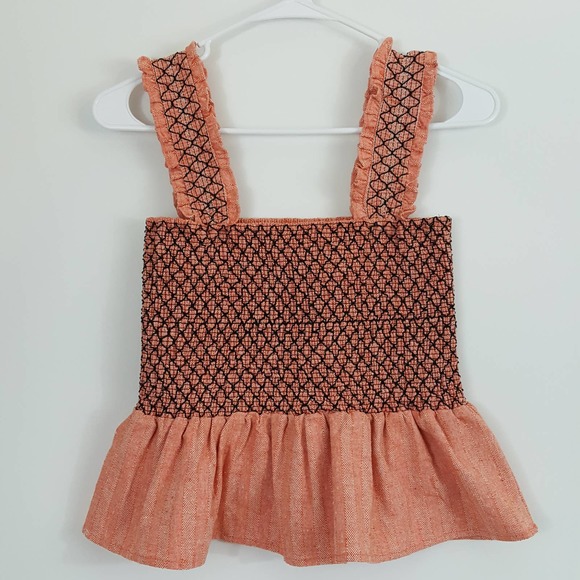 Line & Dot Revolve Zoe Smocked Top Ruffle Trim Women's XS - Picture 5 of 12